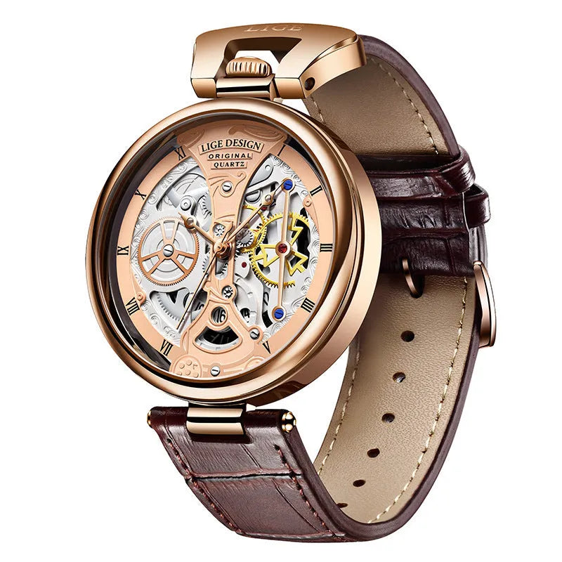 Men's casual waterproof wrist watch 13mm zinc alloy case belt strap stainless steel buckle