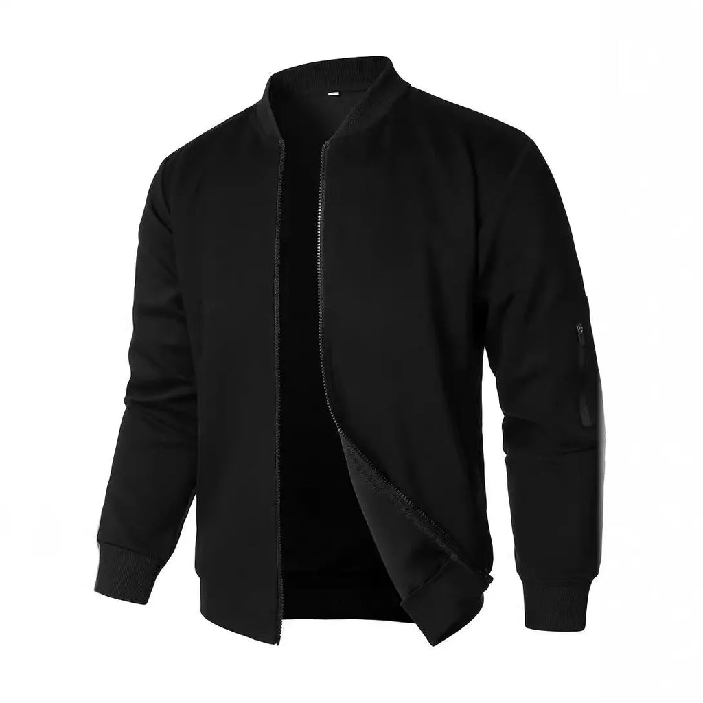 Men's knitted cotton jacket in loose fit business casual style with polyester lining