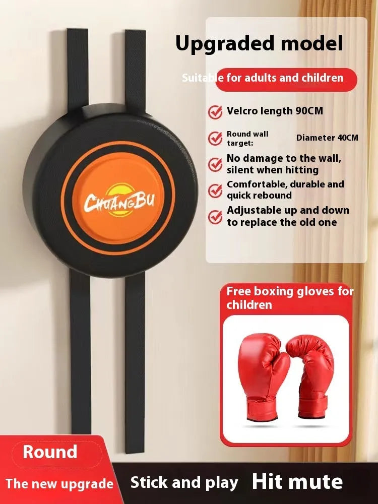 Hanging boxing target with PU leather construction mounted on wall