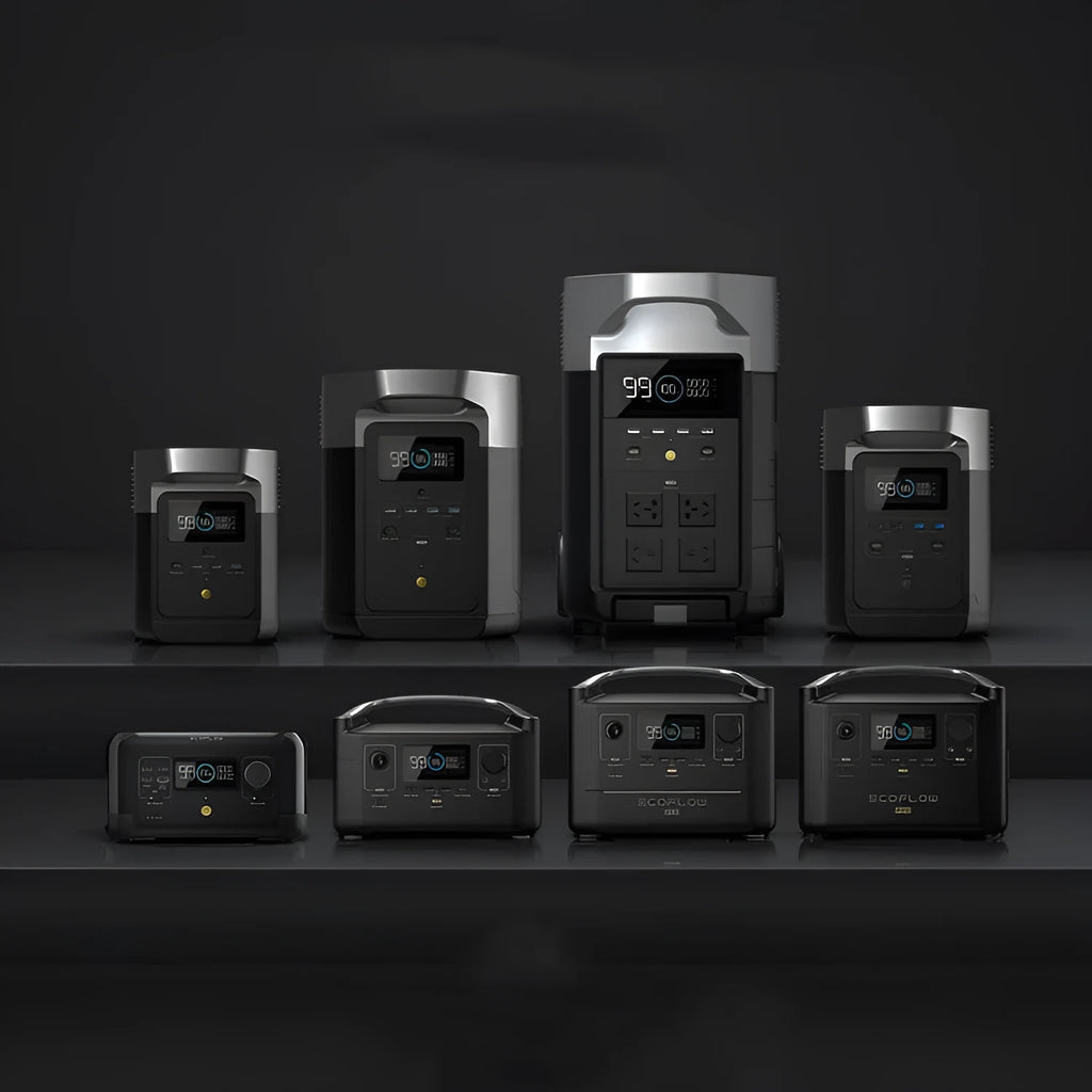 Rui Pro 720Wh portable power station with multiple output ports on a wooden table outdoors.