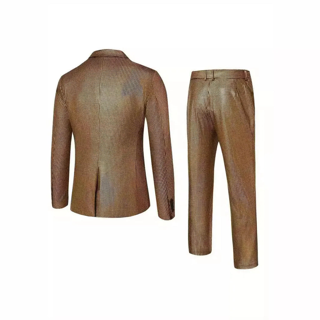 Women's sequin two-piece set in brown, sky blue, colourful, and silver colours with cotton-blend fabric