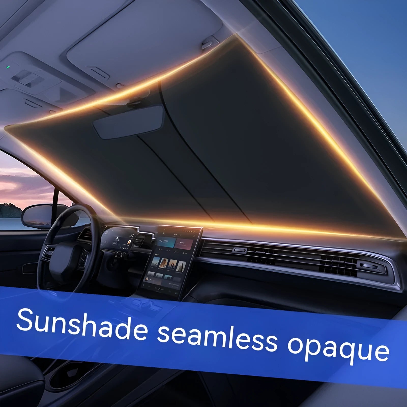 Double ring car sun shade for front windscreen with titanium silver coating