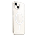 Fully transparent magnetic back cover case for iPhone showing integrated magnet ring on a phone.