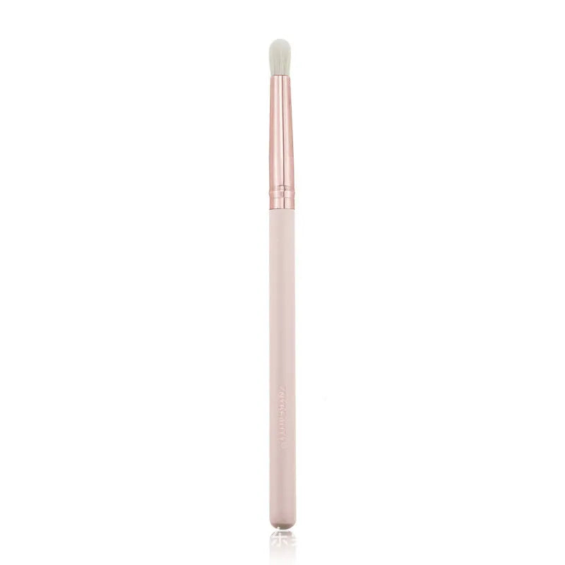 26 pink makeup brushes with wooden handles in a portable PU case