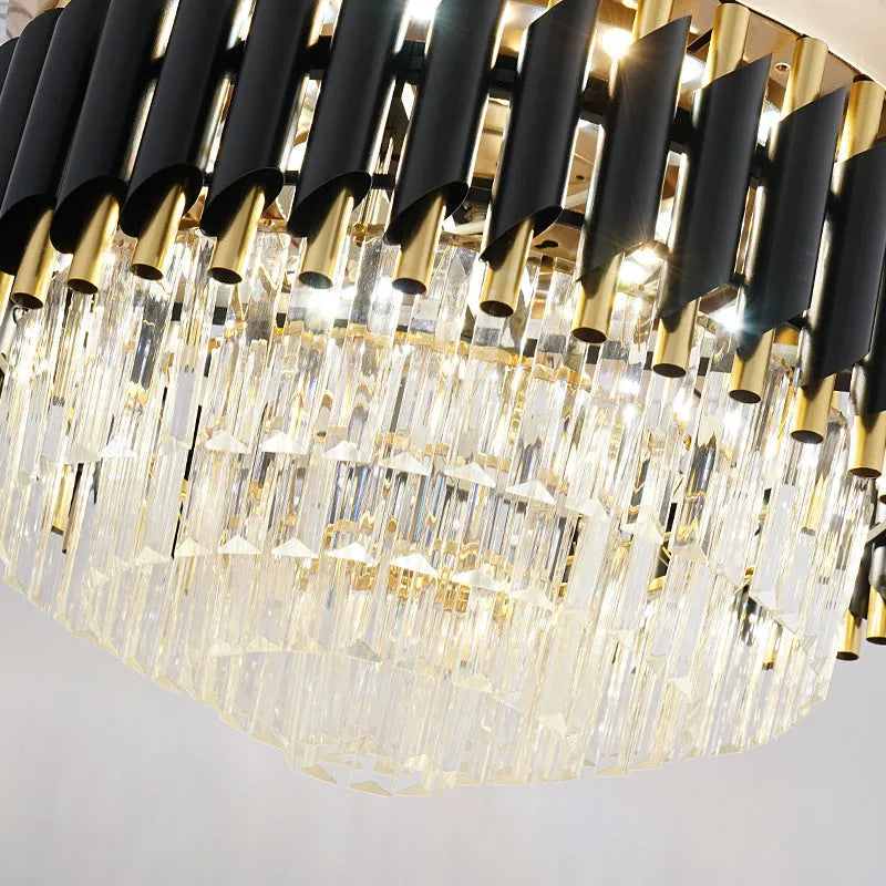 Crystal chandelier ceiling fan light with remote control in 42 inch and 48 inch size options