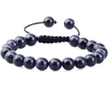 Women's hand-woven flat knot braided bracelet with geometric design and natural stones