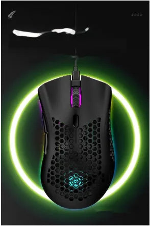 Hollow-out wireless gaming mouse with luminous RGB lighting in black, cyan or white colour options