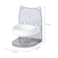 Grey adjustable height cat feeding bowl with anti-spill edges and removable design
