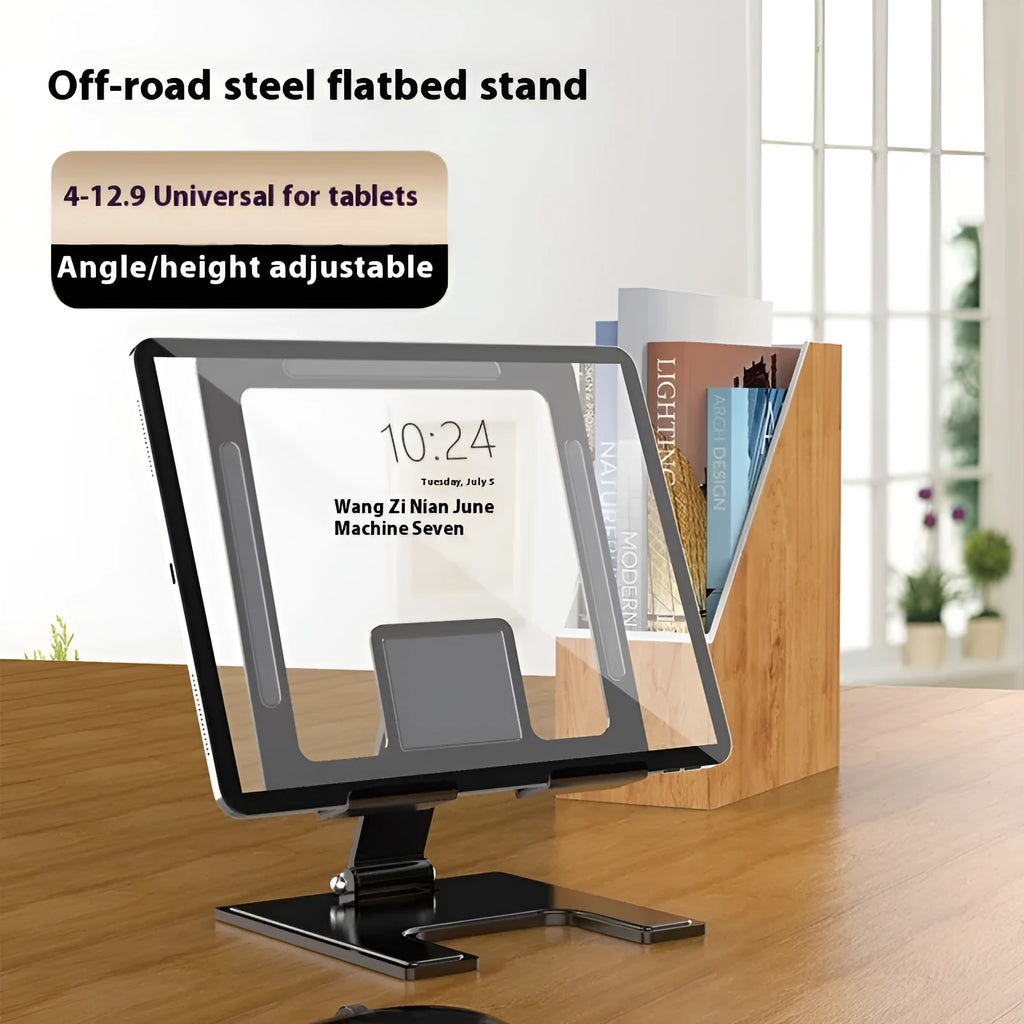 Flat desktop multi-angle foldable rotating metal bracket for notebook laptop stand in black