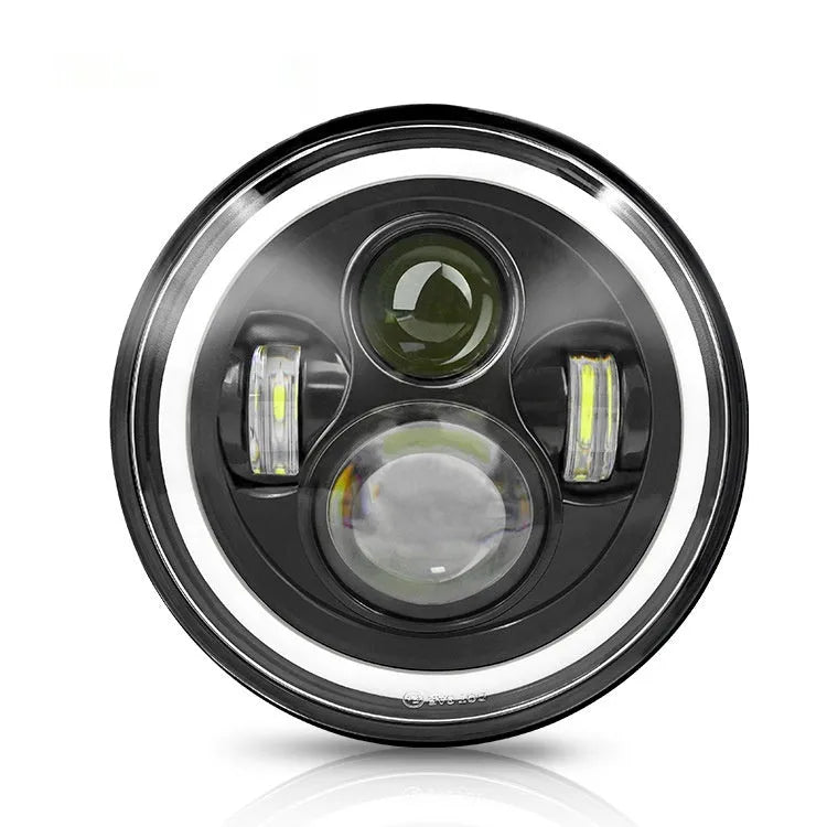 7-inch RGB angel eye LED work light with aluminium housing, 50W LED source, and 12-36V rating