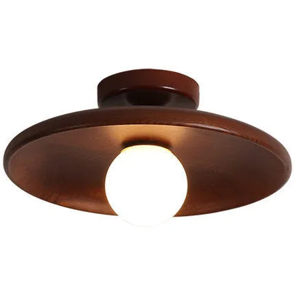 Solid wood modern minimalist ceiling lamp with glass shade in three sizes.