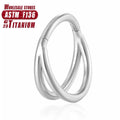 Titanium alloy fork nose ring body jewellery on a plain background showing post length options.