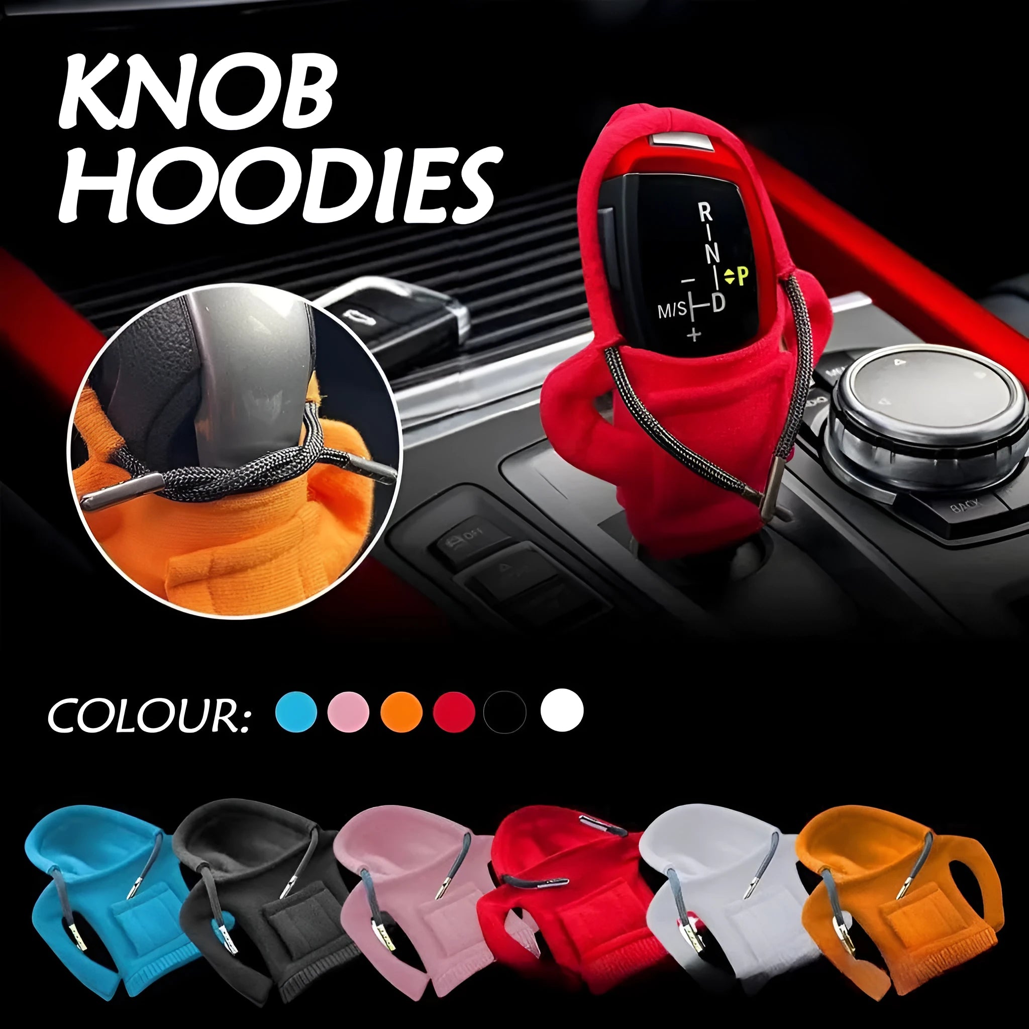 Dutch velvet car gear handle sleeve cover in multiple colours on a gear lever