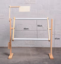 Vertical desktop pine wood cross stitch frame with height adjustment mechanism in natural wood finish