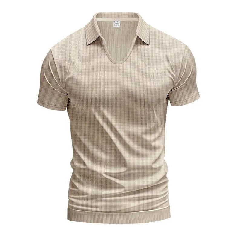 Men's casual V-neck short sleeve cotton blend tee in loose fit summer design
