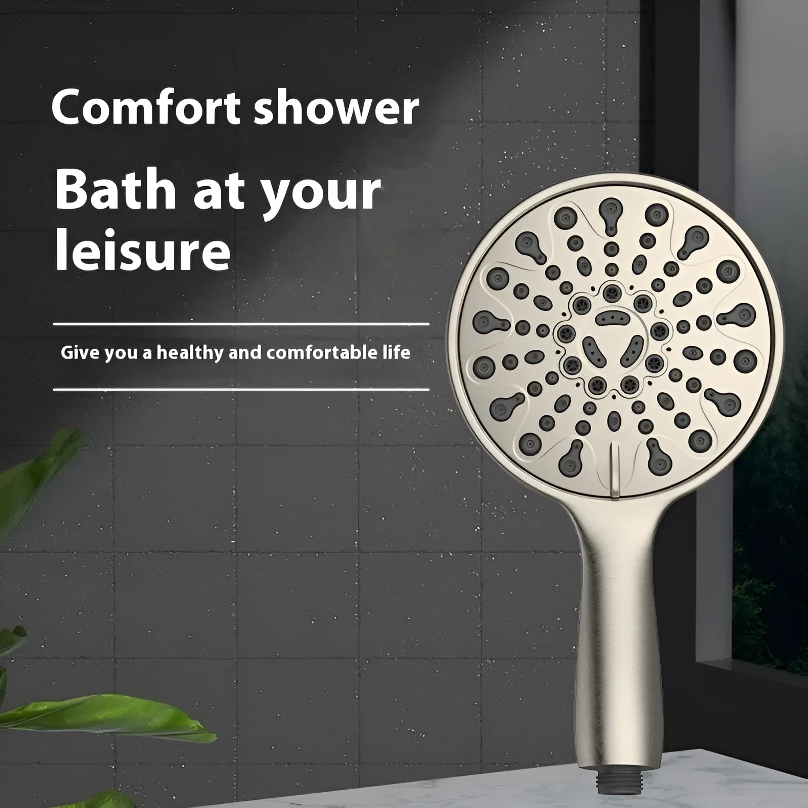Chrome electroplated six-function handheld shower head with a 6-inch face