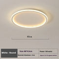 Minimalist circular dimmable LED ceiling lamp in black, gold or white finish.