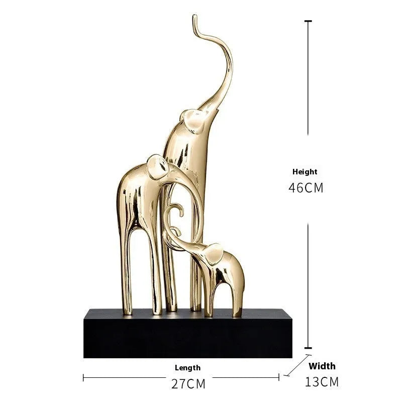 European style decorative elephant ornament in resin, available in bright gold, rose gold, silver, or retro colour.