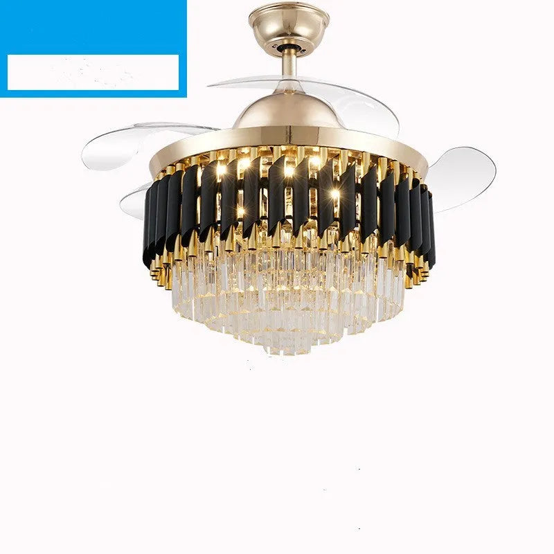 Crystal chandelier ceiling fan light with remote control in 42 inch and 48 inch size options