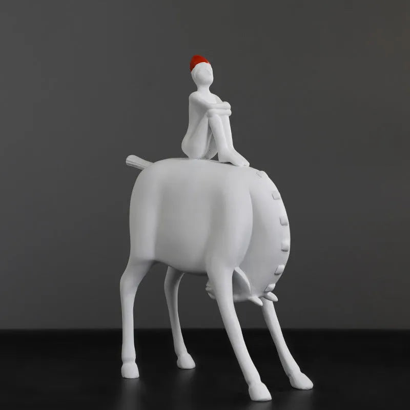 White resin animal hanging ornament in modern and simple style for model room, children's room and home furnishings, gift x1 carton packaging