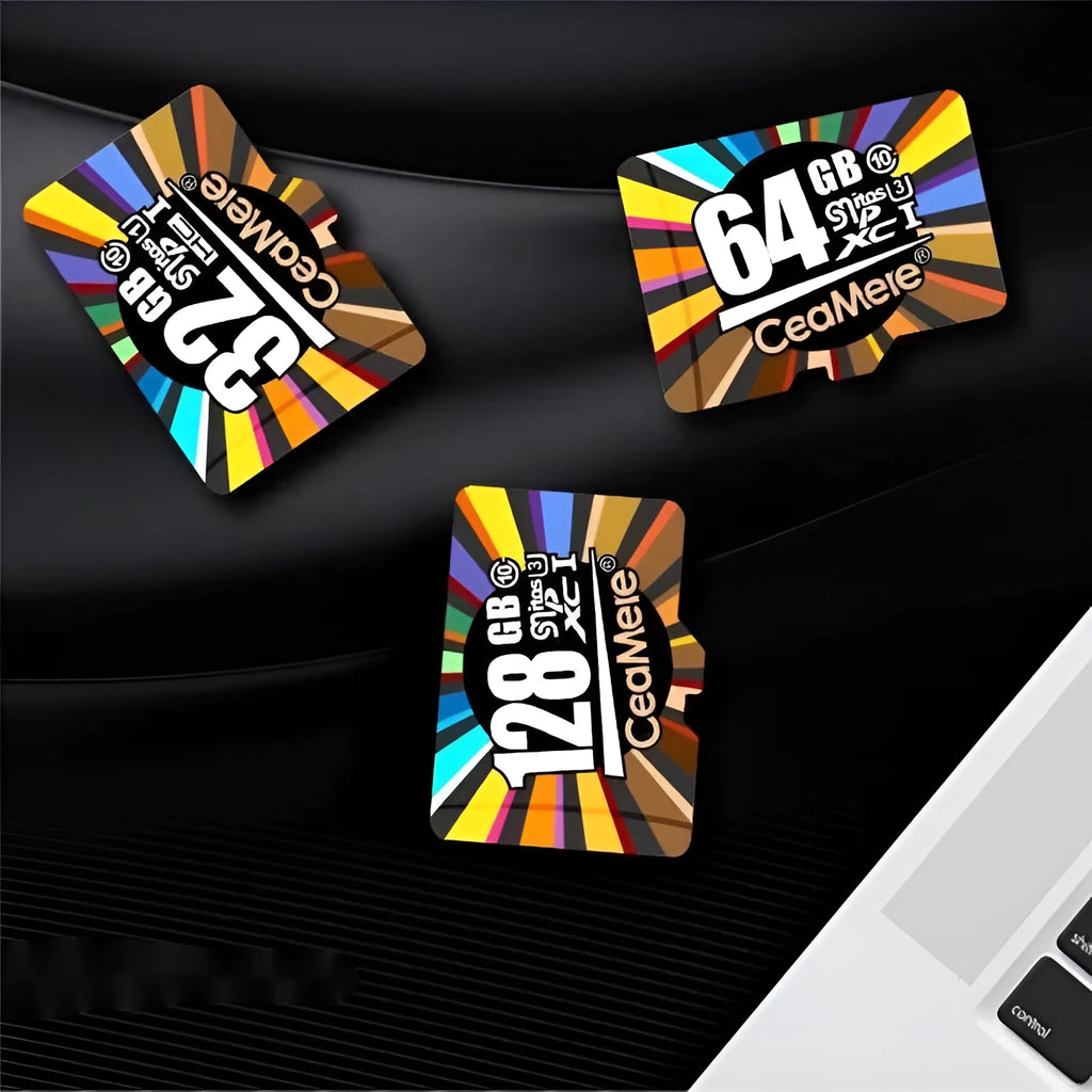 Class 10 memory card for smartphones, tablets, and dash cams, available in 8 GB to 256 GB capacities.