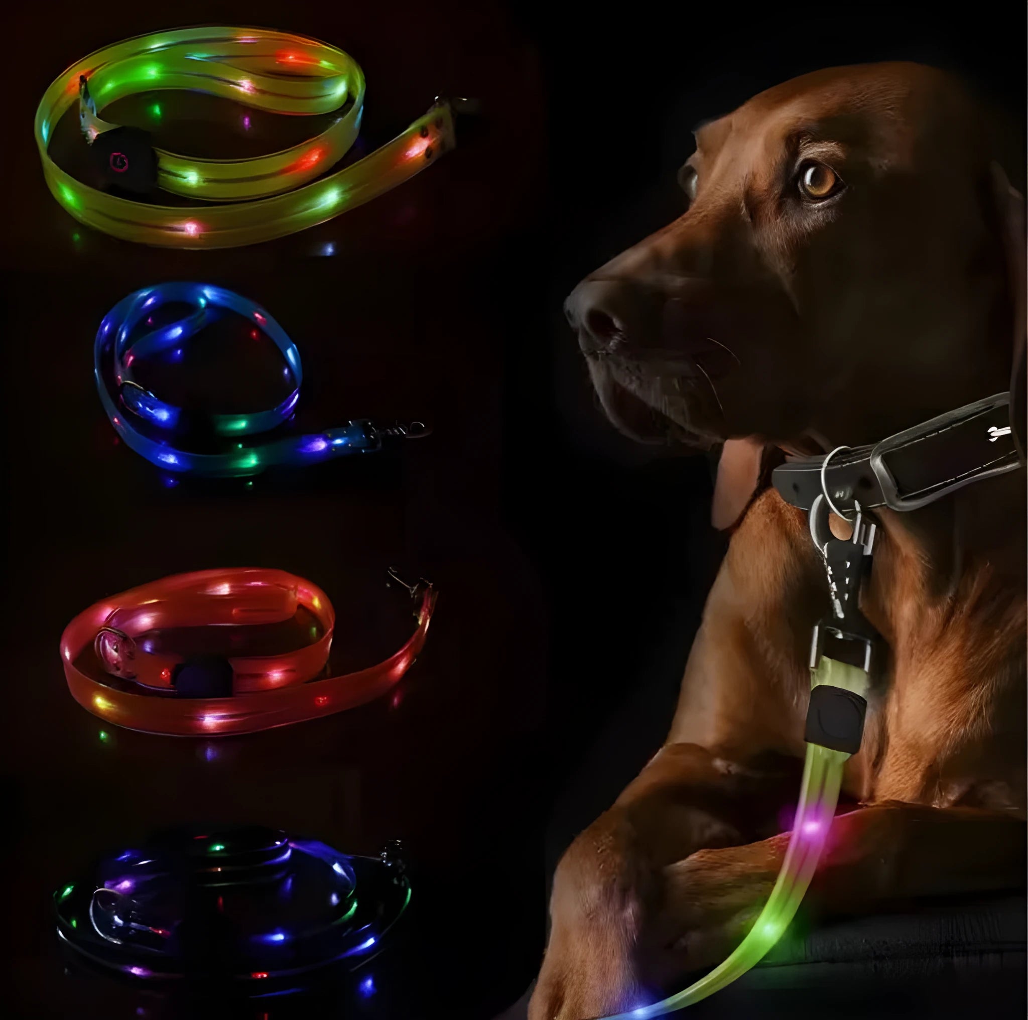 PVC dog leash with fluorescent colour options measuring 120cm length for hand holding control