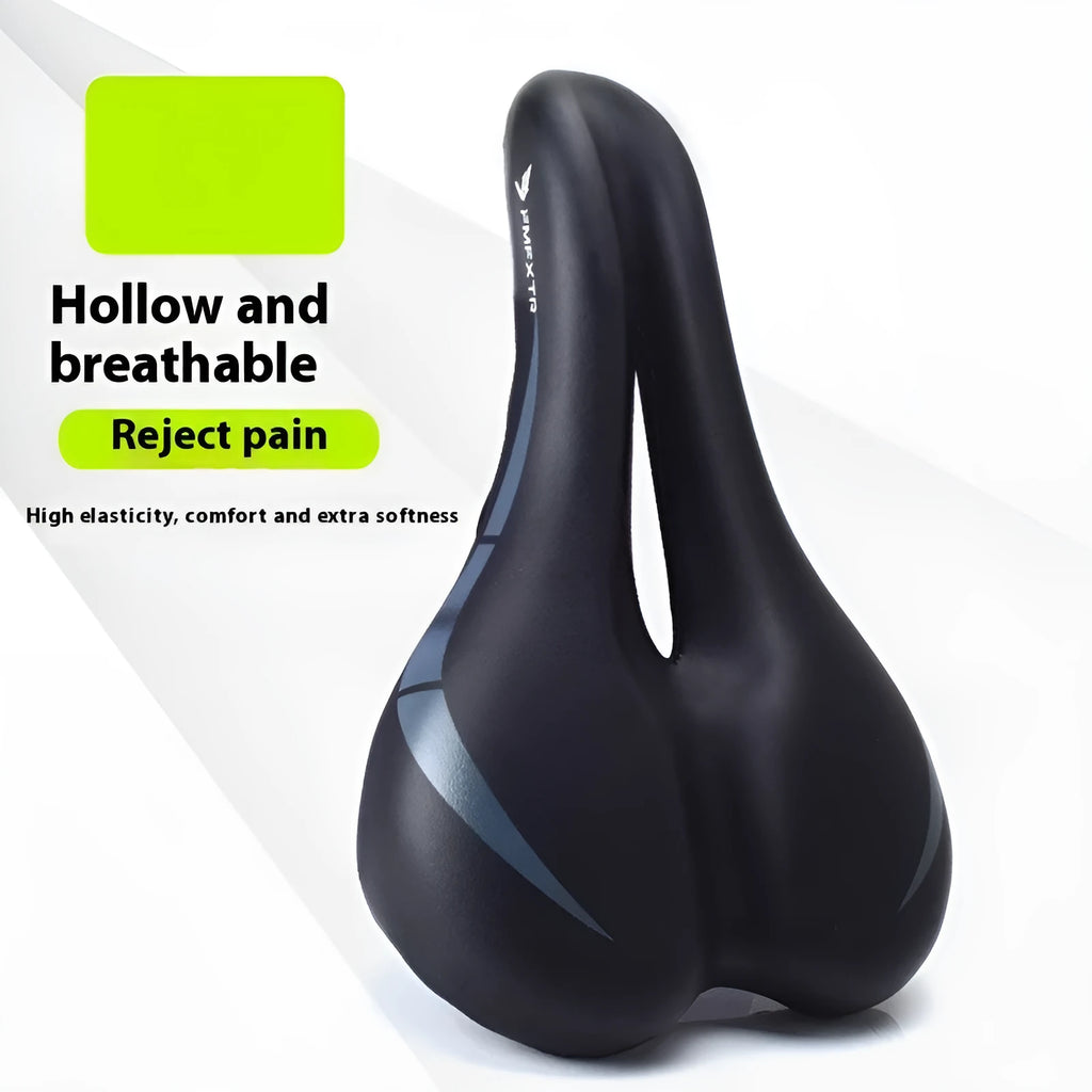 Bicycle saddle hollow cushion with PU leather cover and L clamp ring for mounting.