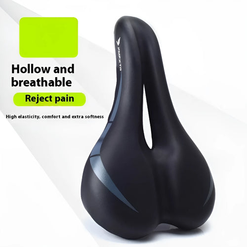 Bicycle saddle hollow cushion with PU leather cover and L clamp ring for mounting.