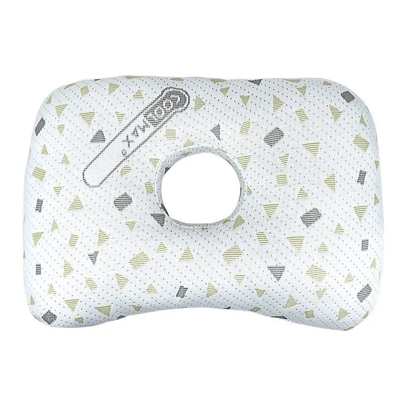 Single hole ear pillow for adults in grey, measuring 39 by 28 centimetres.