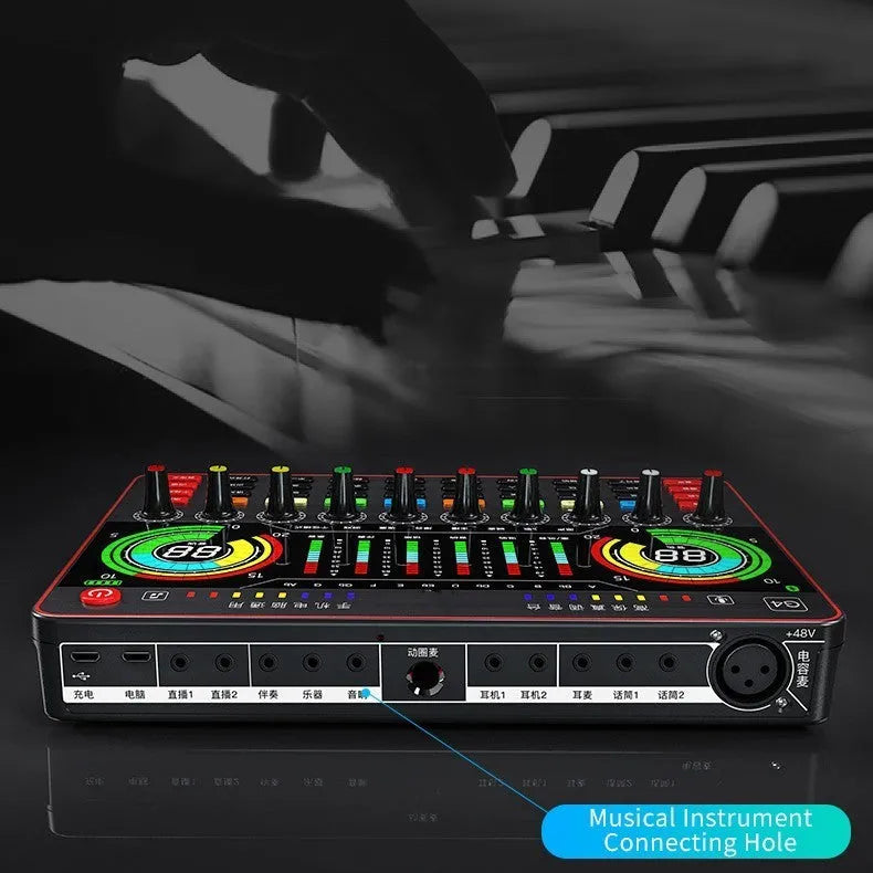 G4 professional live sound card and condenser microphone set with LCD display and remote control.
