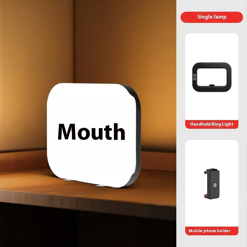 Rechargeable mobile phone fill light with adjustable colour temperature and dual mounting options