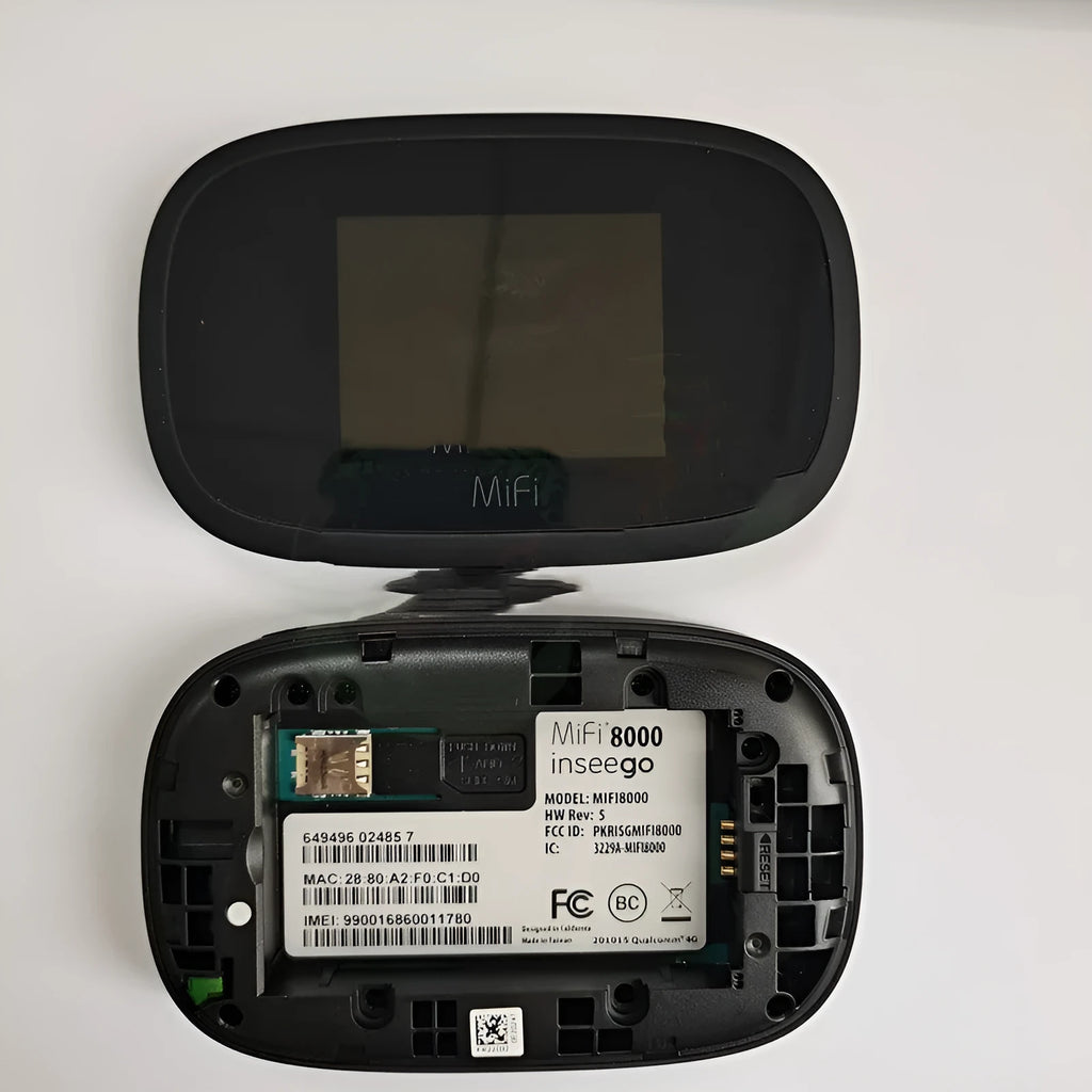 Black portable 4G wireless router showing front display and compact size for mobile internet