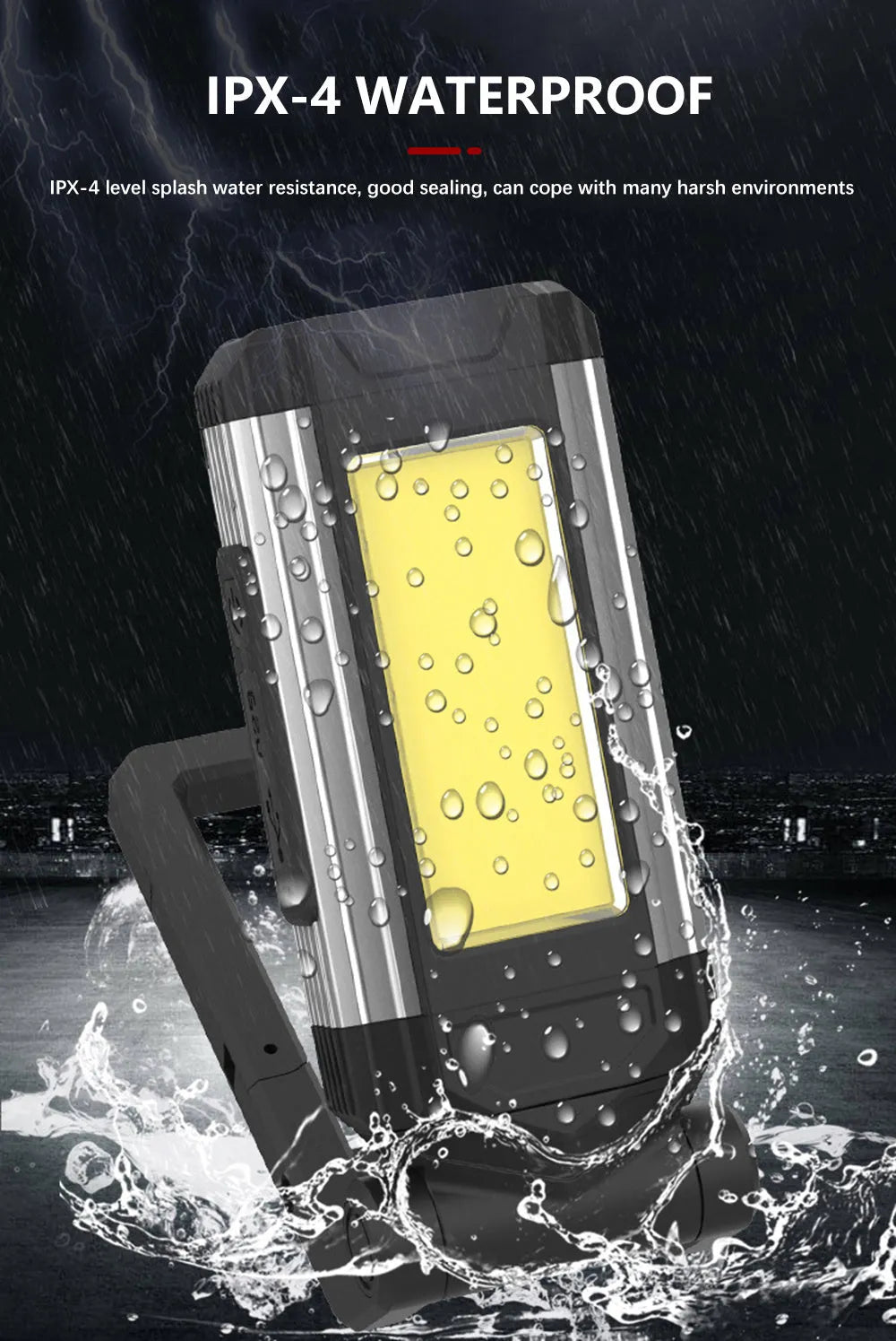 COB LED working light 10W USB charging folding auto repair light 360 degree rotation ABS housing