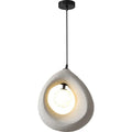 Retro modern chandelier with milky white shade hanging as pendant light