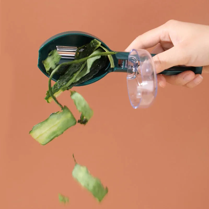 Peeling knife with storage lid stainless steel blade 19x6cm blackish green modern minimalist design
