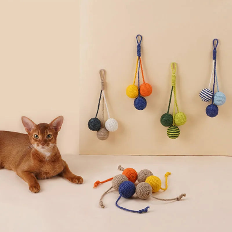 255mm cat teaser stick toy with attached catnip balls in blue, green, and multicolour options