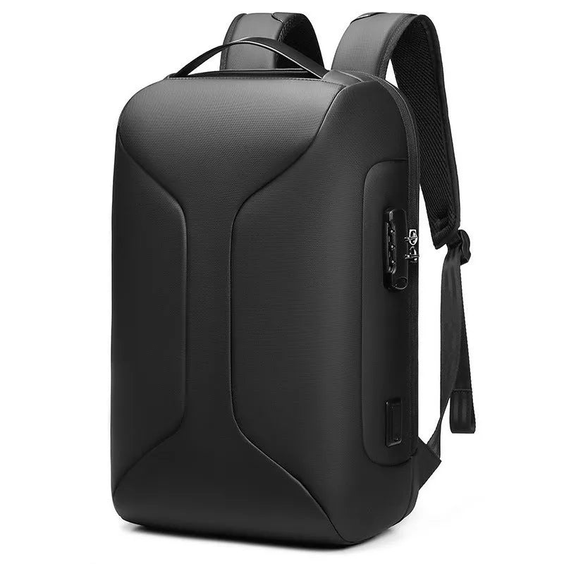 Men's large capacity business travel backpack in Oxford cloth solid colour with air pillow belt