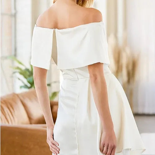 Women's off-shoulder strapless dress with lace-up back and high-waist patchwork skirt in matcha green