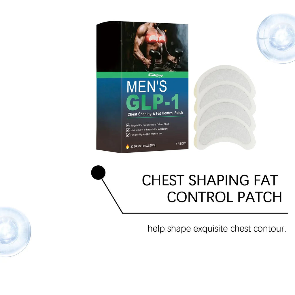Men's figure control chest patches with natural ingredients in four-piece package