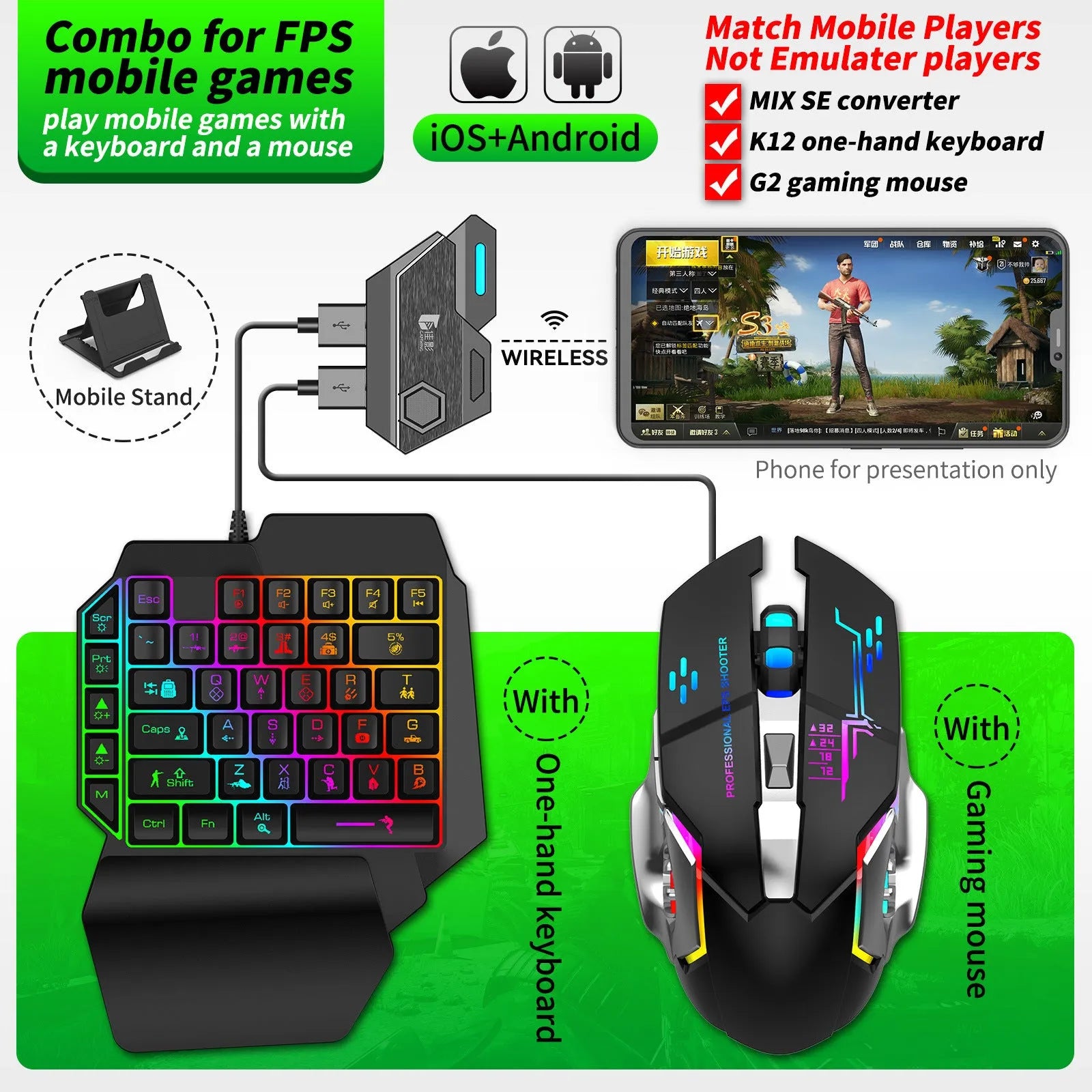 Gamwing Jiaying USB keyboard and mouse converter for mobile gaming, official configuration suit.