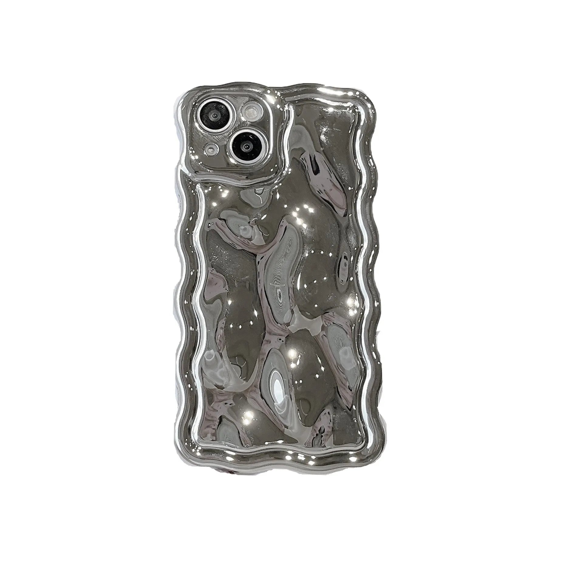 Solid colour electroplated water ripple TPU phone case for iPhone, silver gray, all-inclusive design
