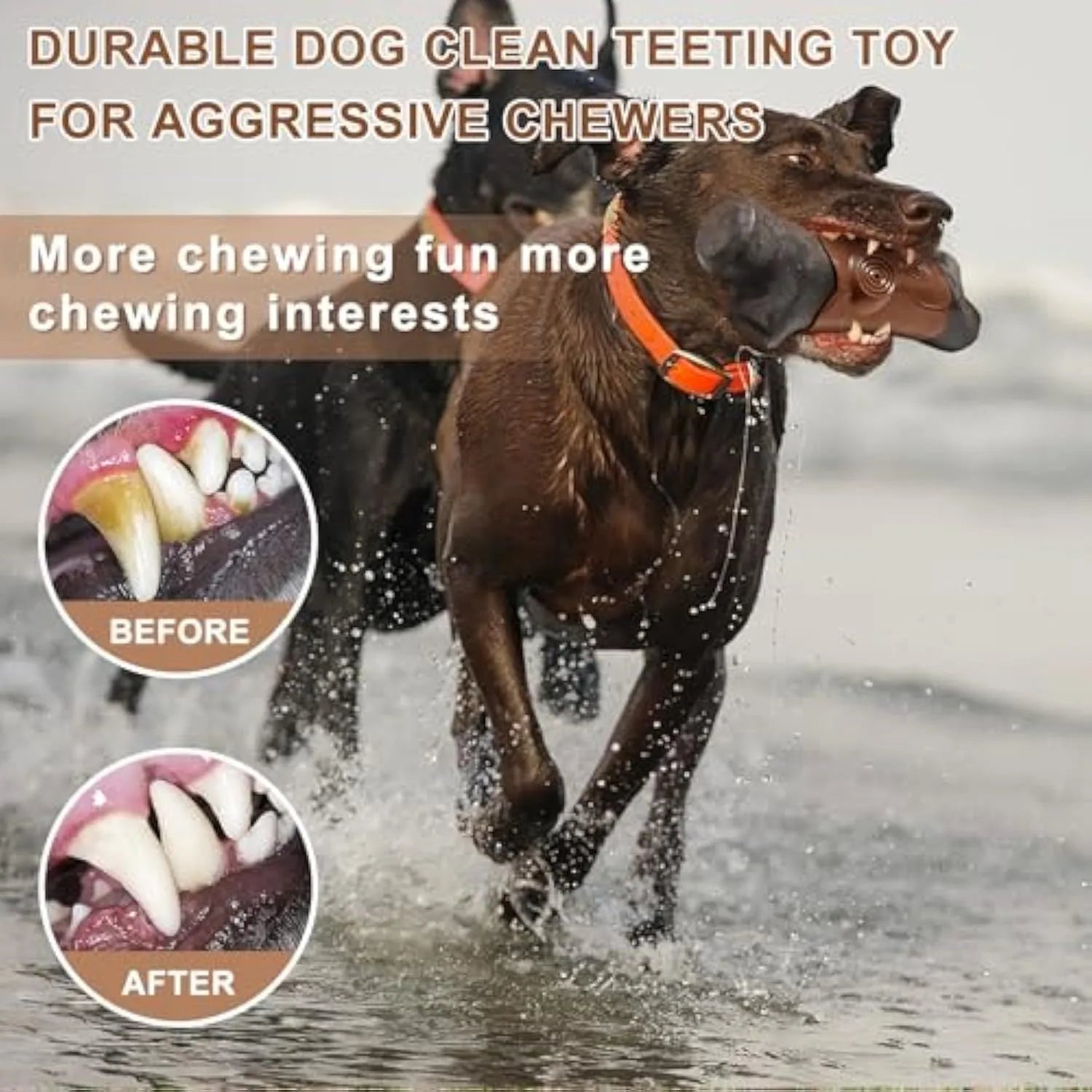 Large brown branch-shaped nylon dog chew toy for aggressive chewers.