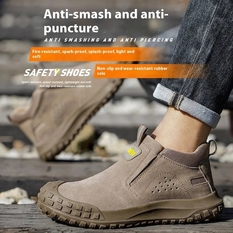Mid-calf welding safety shoes with steel toecap in khaki and grey colour options