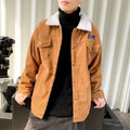 Men's loose fit corduroy workwear jacket in khaki, green or black with stick pockets