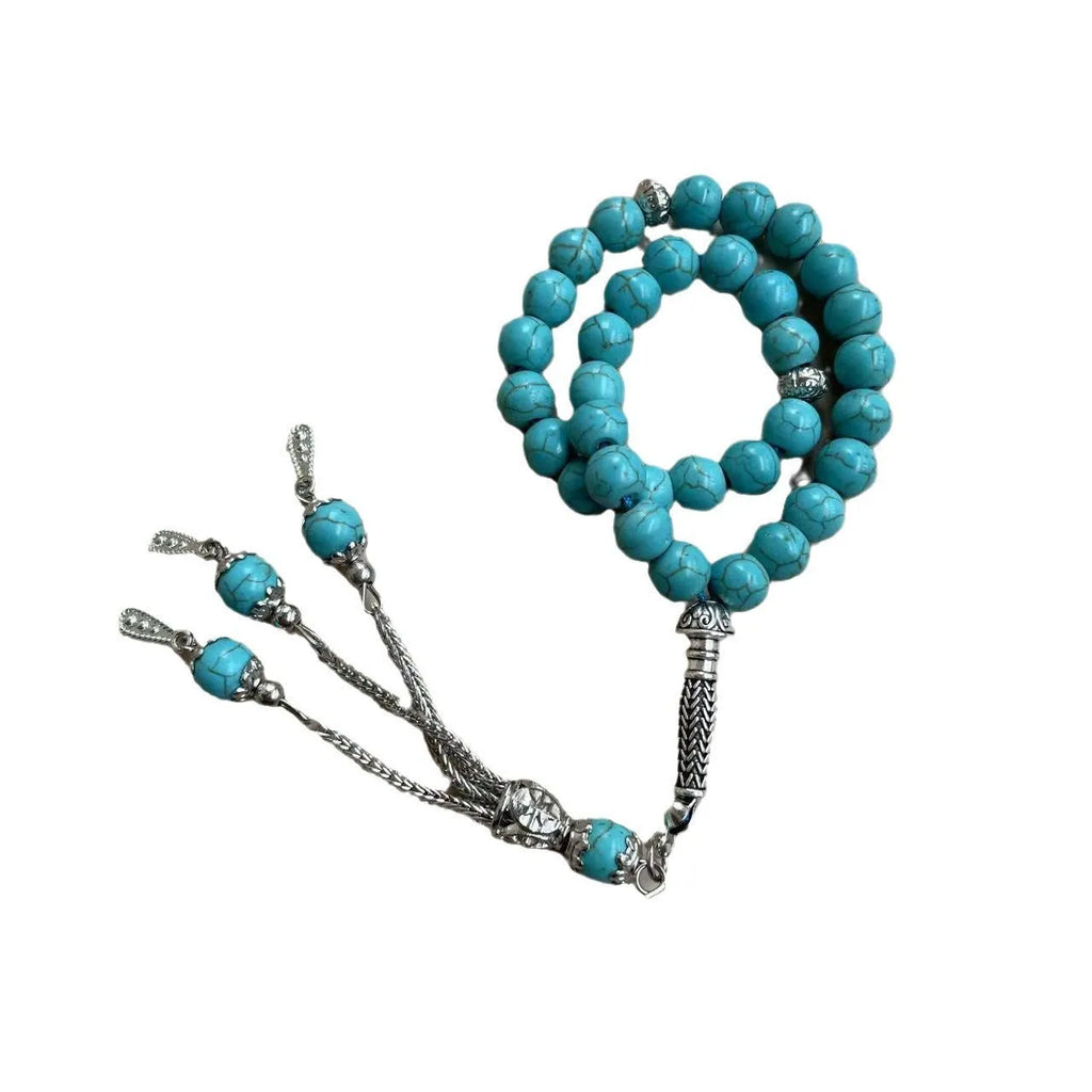 Handmade sky blue stone Muslim worship bracelet with 8mm beads for Islamic prayer counting