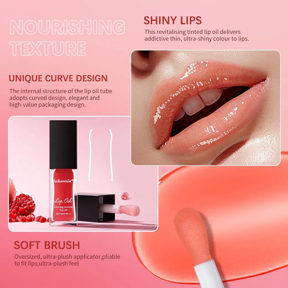 8ml nourishing lip gloss in seven shades including Coral, Clear, Honey, Jam, Pink, Red and Rose
