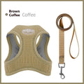 Brown waffle texture cloth cat harness with chest strap and adjustable sizing
