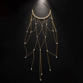 Gold and silver mesh tassel hair chain with pearl details for women