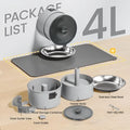 White plastic automatic pet feeder with button controls and UK plug for cats and dogs