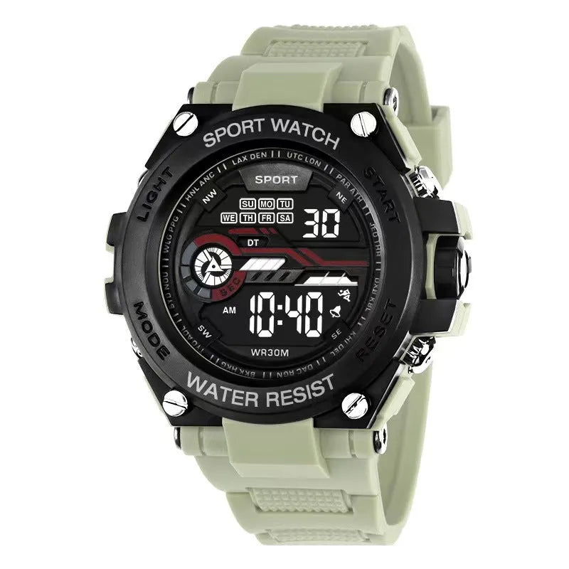 Digital fashion watch with silicone strap in multiple colour options for teenagers and students